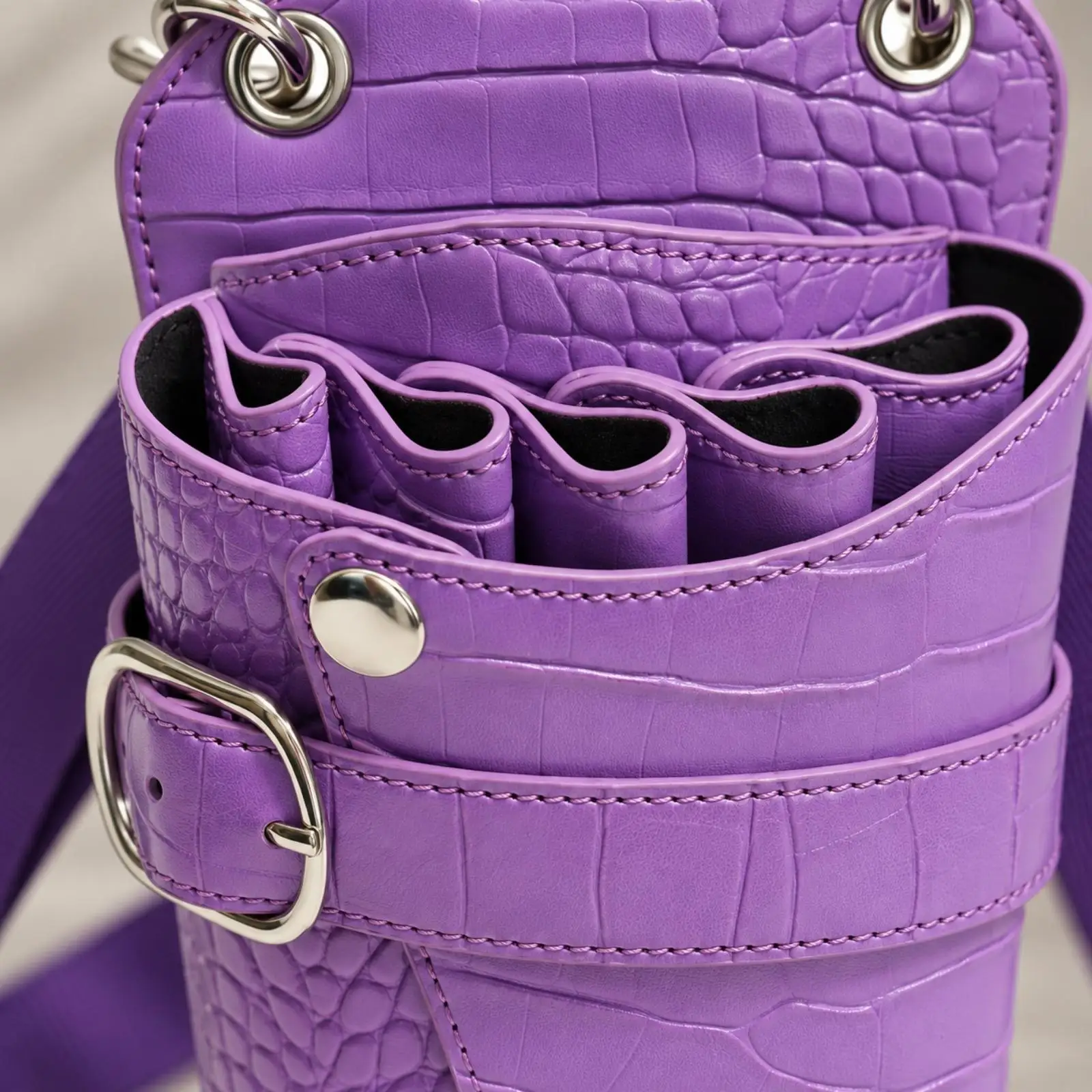 Synthetic Leather Tool Pouch Belt with Embossed Detailing for Pet Grooming Scissor Storage and Work Belt Holster