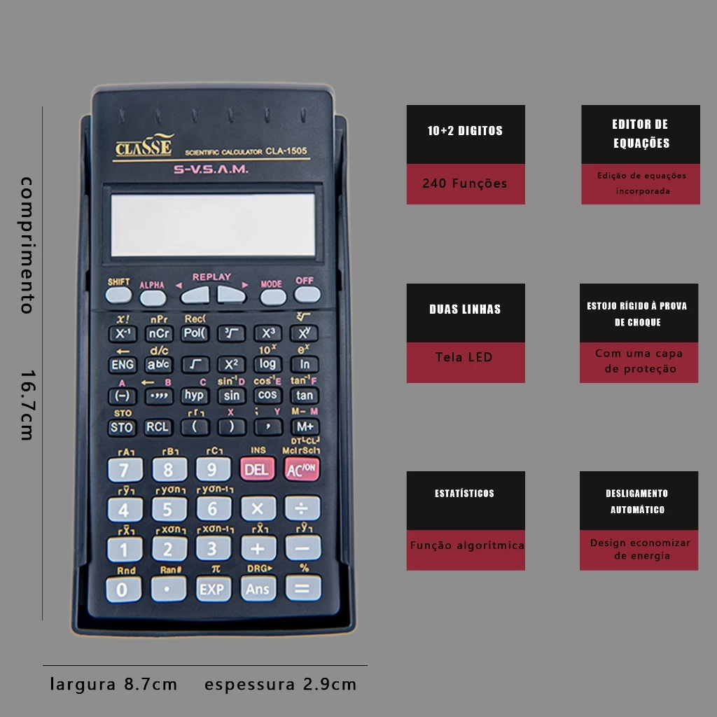 12 Digits 2 Lines 240 Functions Portable Scientific Calculator With Office School Engineering Multifunction Ferr Protective Case