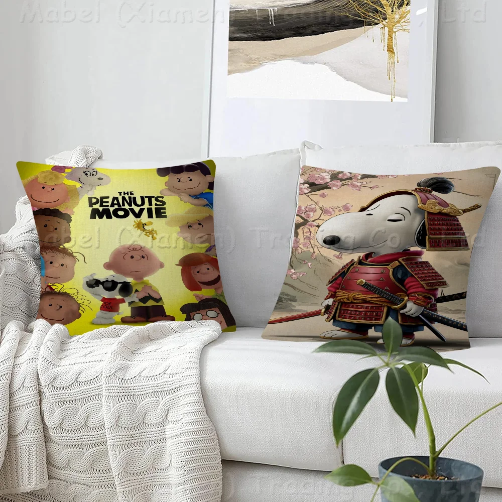 Kawaii Cartoon Comics S-Snoopy Pillow Covers Cartoon Sofa Decorative Home Double-sided Printing Short Plush Cute Cushion Cover