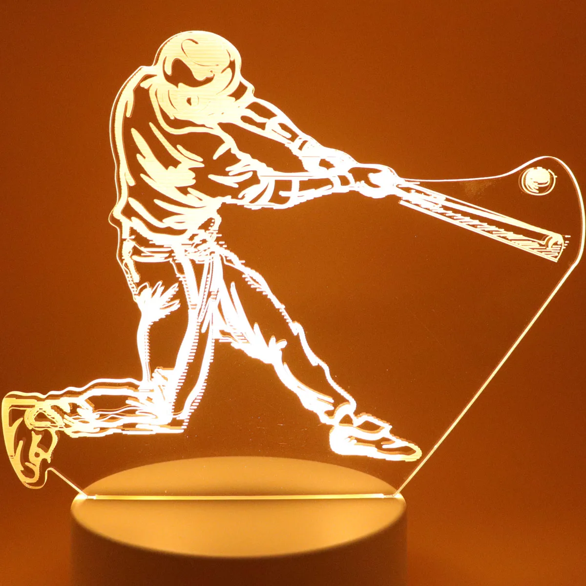 1pc Baseball 3D Night Light, 3D Optical Illusion Lamp With Touch, 7-Color Changing Ambient Light For Bedroom