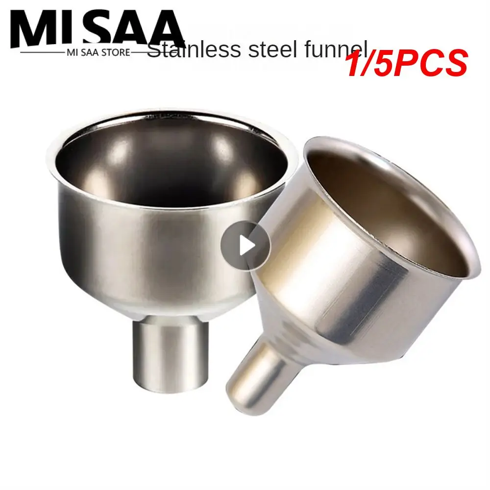 1/5PCS Stainless Steel Funnel Durable High Quality Oil Transportation Efficient Precision Pouring Funnel For Filling Bottles