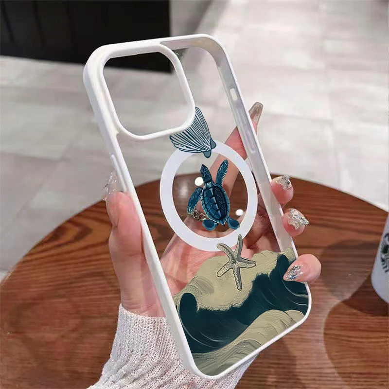 Meereslebewesen Ozeanschildkröte Transparente Handyhülle für iPhone 17 16 15 11 14 13 12 Pro Max Plus Hüllen 17Air für Silikon Magnetische Abdeckung – Detail 2