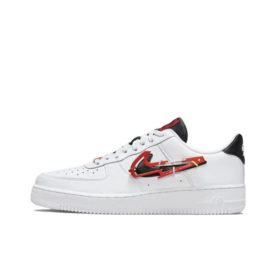 Оригинальные кроссовки Nike Air Force 1 Low, повседневные ретро кроссовки с карабином, белые, красные, для мужчин и женщин