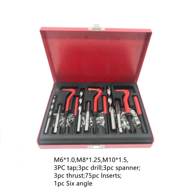 88/131pcs Thread Repair Kit M3 M4 M5 M6 M8 M10 M12 M14 Screw Thread Inserts For Restoring Damaged Threads Repair Tools Drill Bit