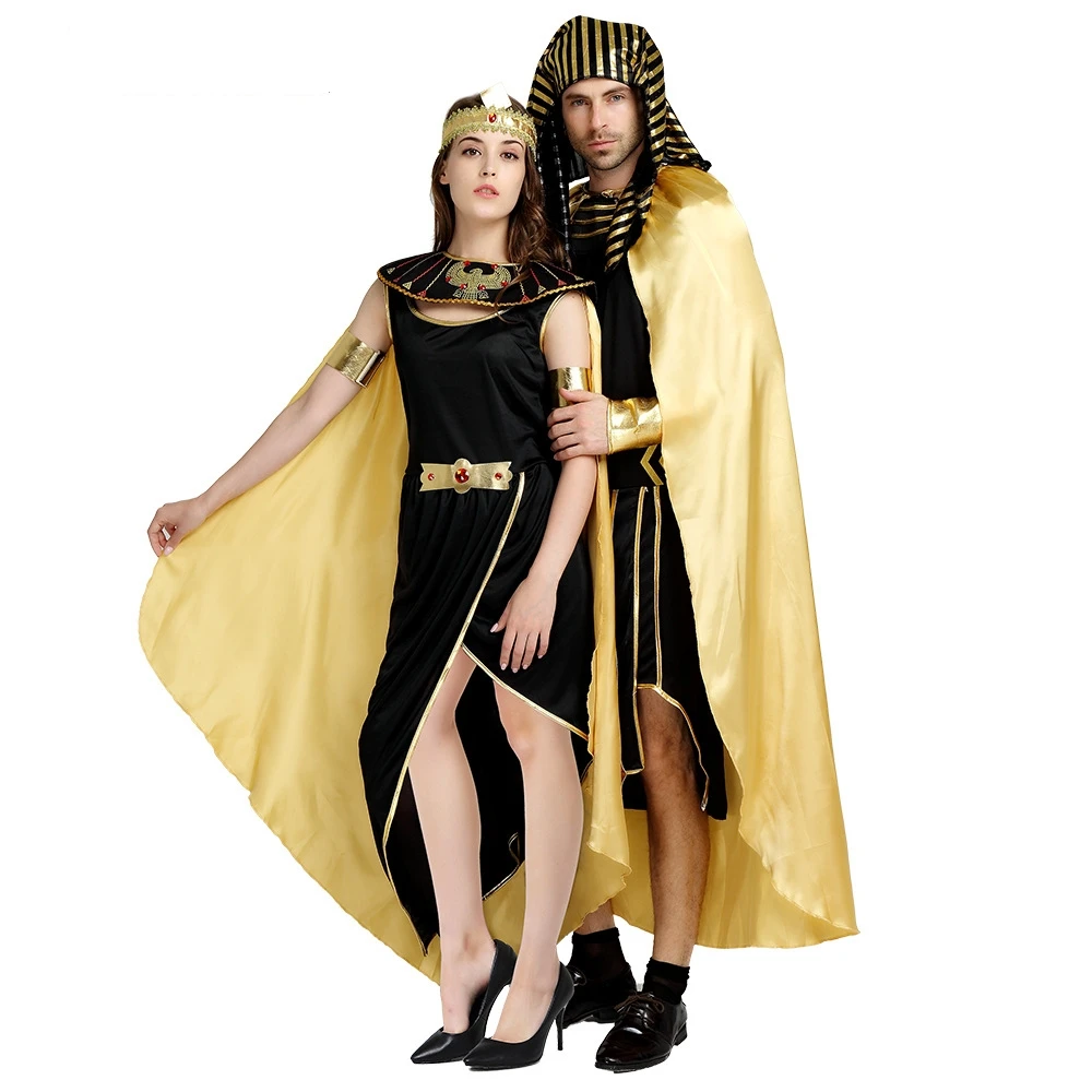 

Halloween Men Women Egyptian Pharaoh Cosplay Costumes Ancient Egypt King Queen Pharaoh Outfits Fantasia Fancy Performance Dress