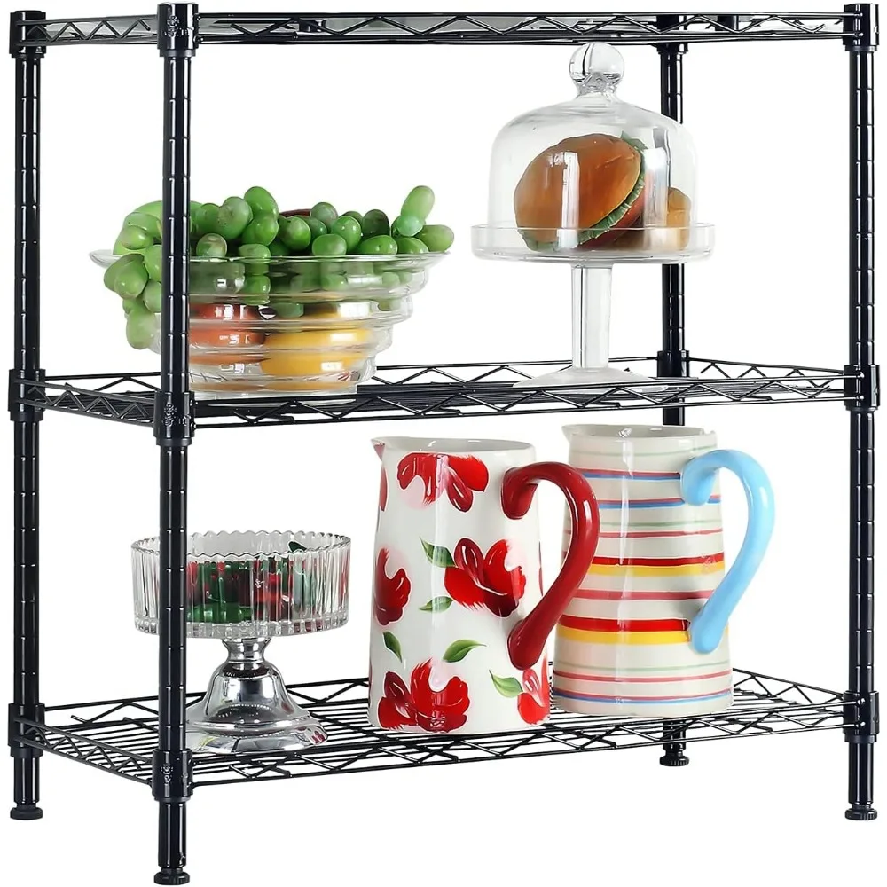 SINGAYE-prateleira ajustável do metal, unidade do armazenamento, shelving do fio, preto, 21,26 "W x 11,41" D x 22,83 "H, 3 prateleiras