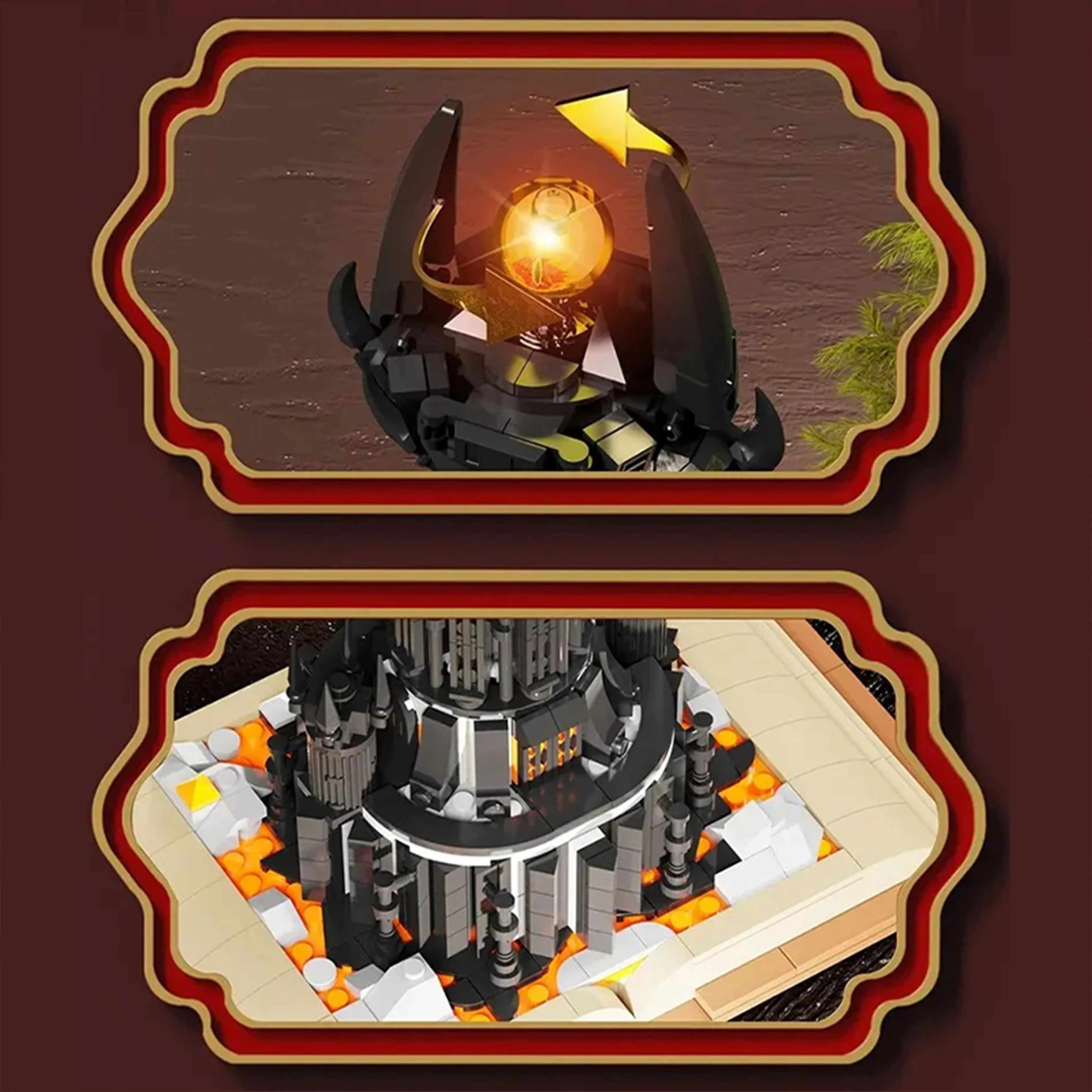 MOC 969PCS 어둠의 마법 타워를 깨는 책 모양 조명 등대 블록 모델 창의적 디스플레이 세트 어린이 선물 크리스마스 선물