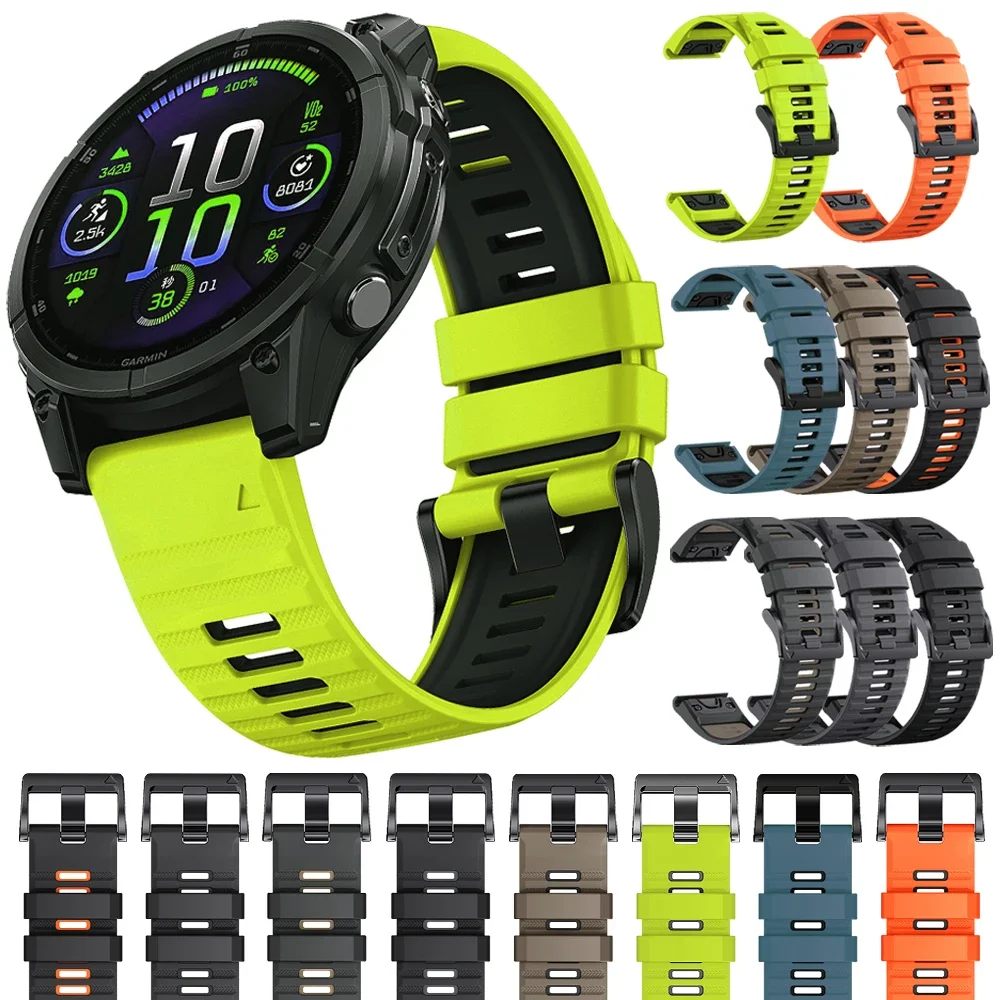 22mm 26mm Watch Band for Garmin Fenix 6 6X 7 7X E 8 9 Pro Solar 51mm 47mm/Forerunner 970 965/Epix Sport Silicone Quickfit Strap