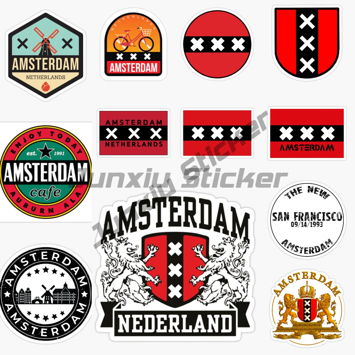 

Amsterdam National Flag and Emblem Vinyl Self-adhesive Decal Car Waterproof Car Decal Bumper Sticker Car Accessories KK10cm