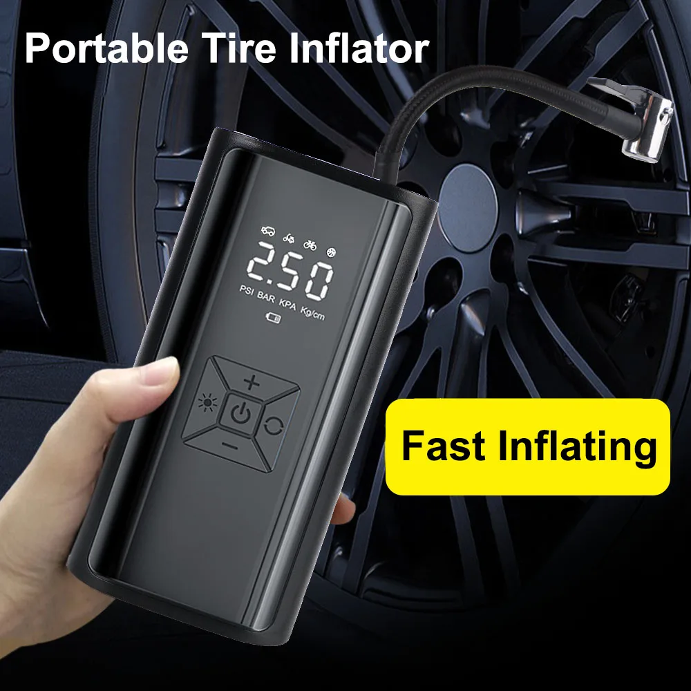 LCD Display 150PSI 120W Wireless Air Pump With LED Light Digital Portable Tire Pressure Gauge Tire Inflator Air Compressor