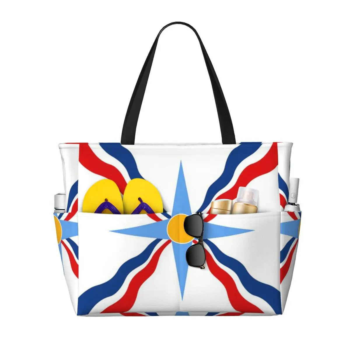 Luxury Assyrian Suryoyo Flag Beach Tote Bag Sport Gym Yoga Duffle Large Tote Bag Women Travel Bag Fitness bag
