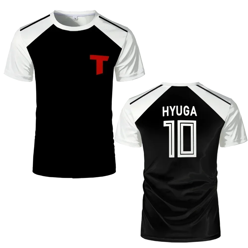 Captain Tsubasa Anime Tshirt Hyuga Animation Cosplay Short-sleeved 3D Printed Football Jersey T-shirts Mens Designer Clothes