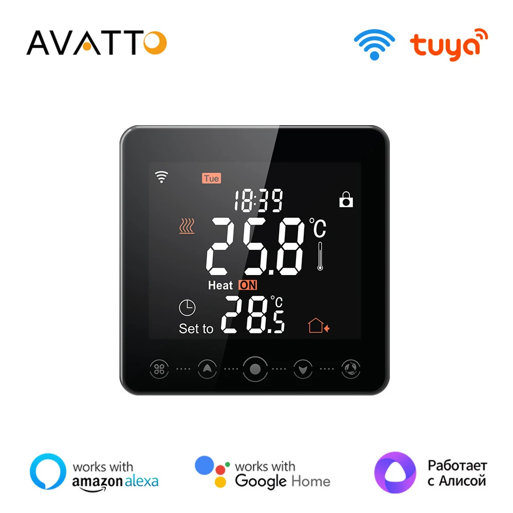 AVATTO-controlador de temperatura del termostato WiFi, termostato inteligente Tuya, calefacción de agua/eléctrica, funciona con Alexa y Google Home