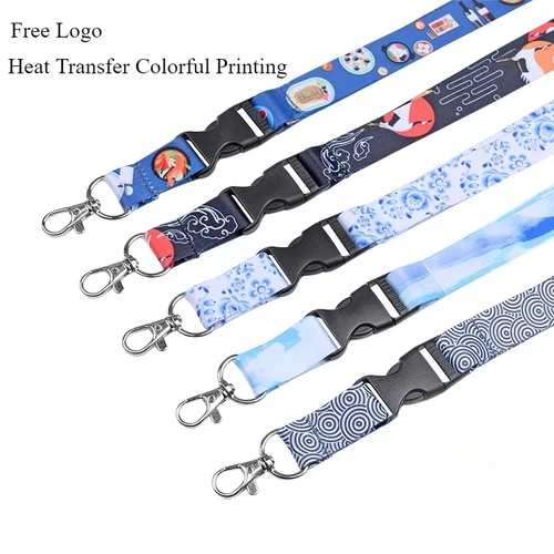 Imagen 2 del producto 100 Uds. Cordón personalizado gratis patrón personalizado/LOGO cuerda colgante para el cuello impresión colorida correas DIY 2CM de ancho