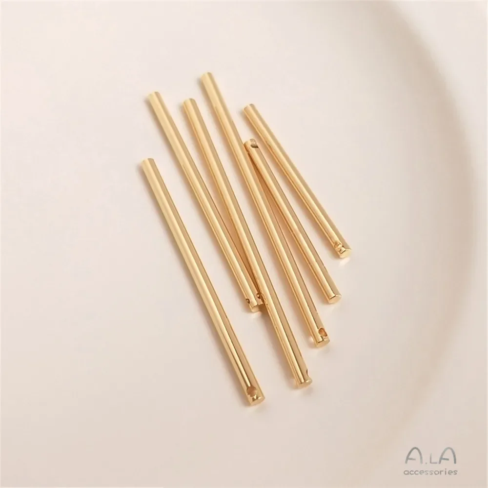 

14K Gold Plated Drill round straight stick stick pendant earrings necklace pendant DIY accessories