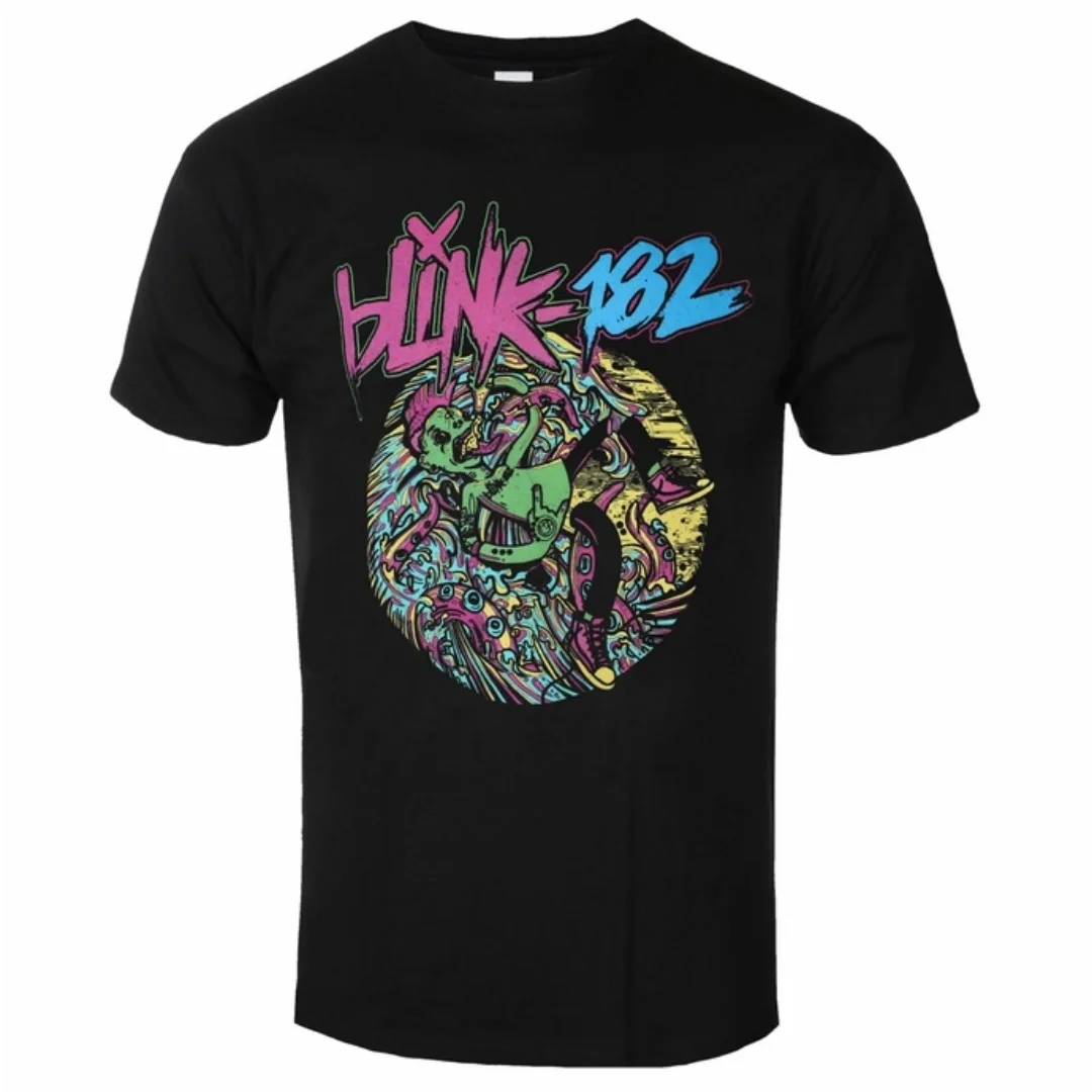 Camiseta Blink 182 Overboard con patrones artísticos, camiseta de moda de verano para hombres y mujeres, camiseta de algodón informal de estilo urbano, camiseta clásica de la banda