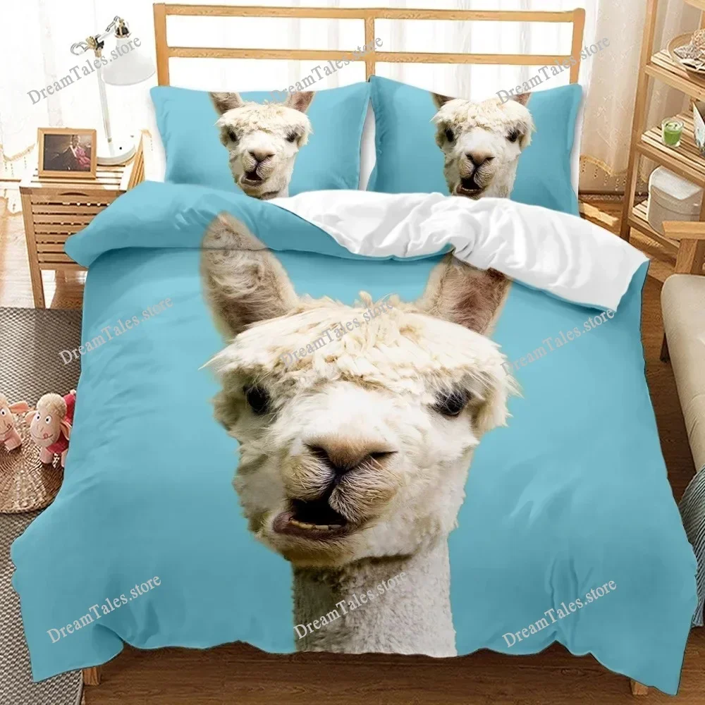 Llama Duvet Cover Set Queen King Full Twin Size Cute Alpacas Bedding Set Polyester Quilt Cover Animal Comforter Cover