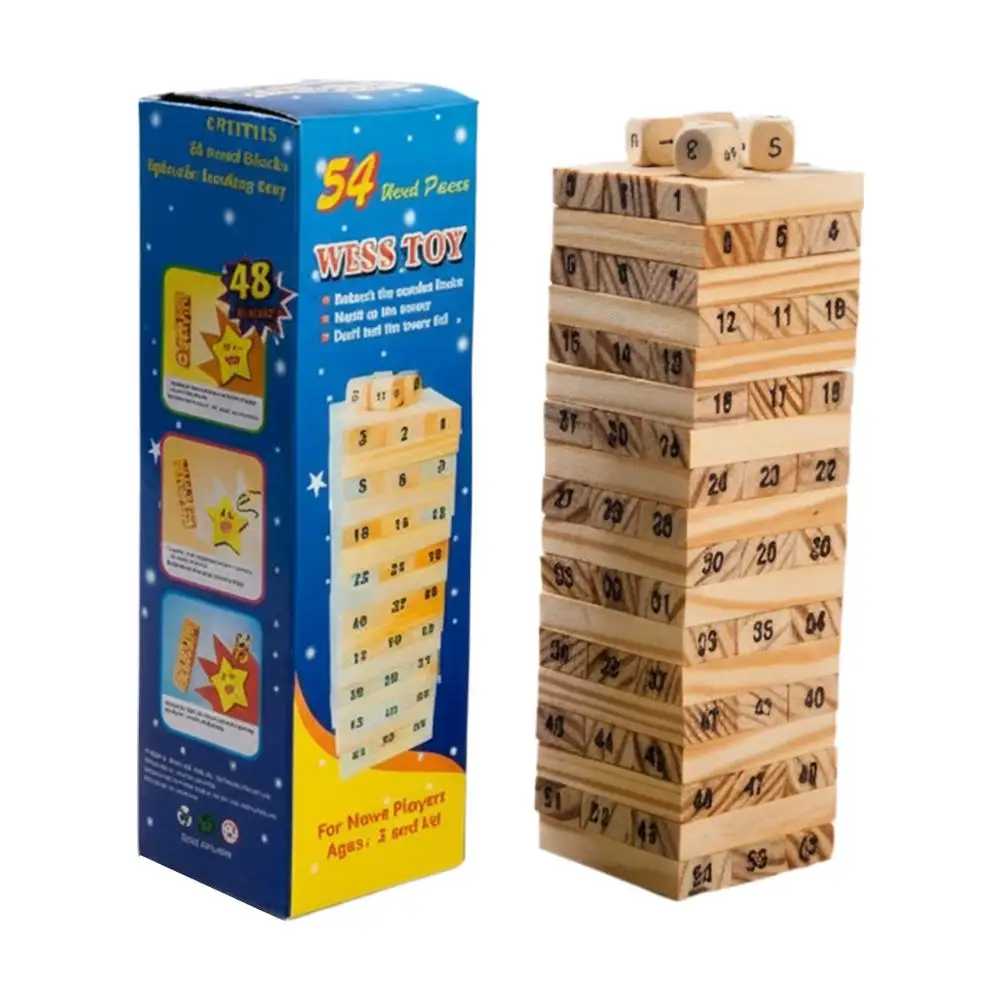 Small Size Wooden Building Blocks Kids Stacking Games Toy Domino Stacker Board Game Folds High Montessori Educational Toys