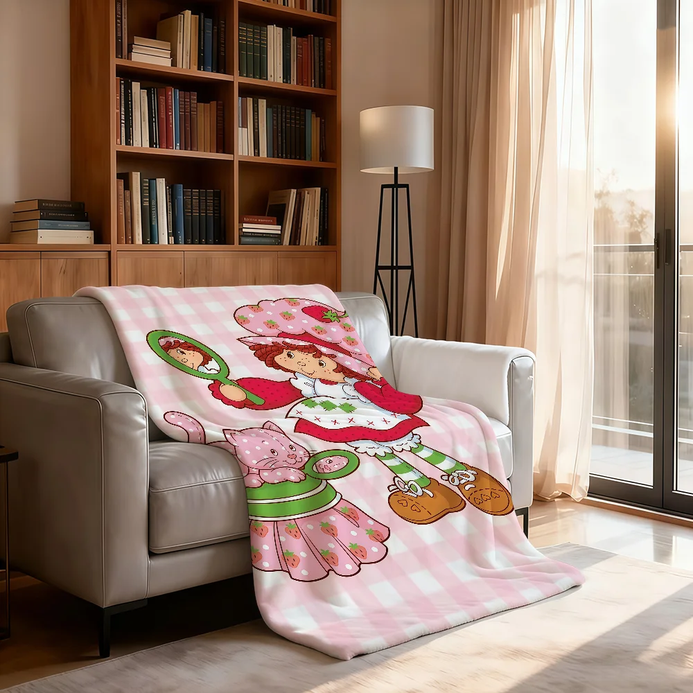 Blanket Soft Throw Blanket For S-Strawberry Home Bedroom Bed Sofa Picnic Travel Office Rest Cute Cover Blanket Shortcake Gift