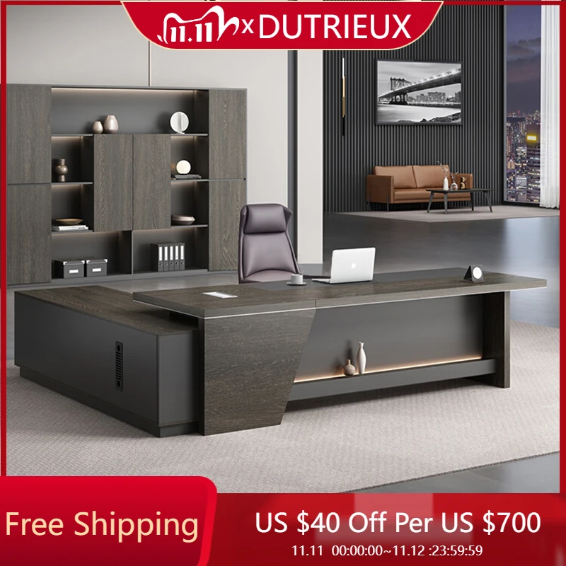 

Luxury Vintage Boss Office Desk Storage High Quality Design In Stock Conference Office Desk Reception Schreibtisch Furniture