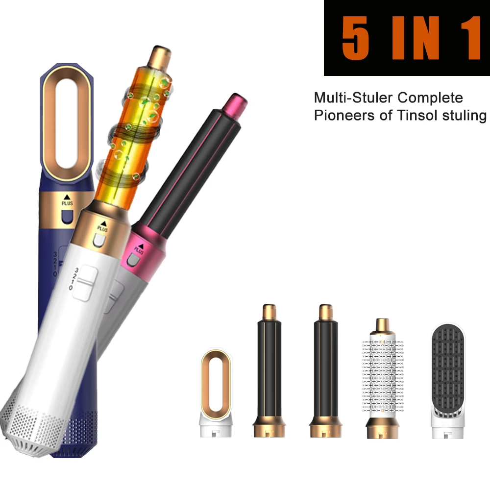 

5 In 1 Hair Dryer Hot Air Comb For Professional Curling And Straightening HairWithDetachable Attachments hair crimper hair dryer