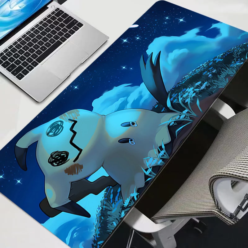

Gaming Mouse Pad Large Computer Mousepad Desk Mat Edge White Anime P-Pokemon Mimikyu Carpet Keyboard Gamer Accessories Table Pad