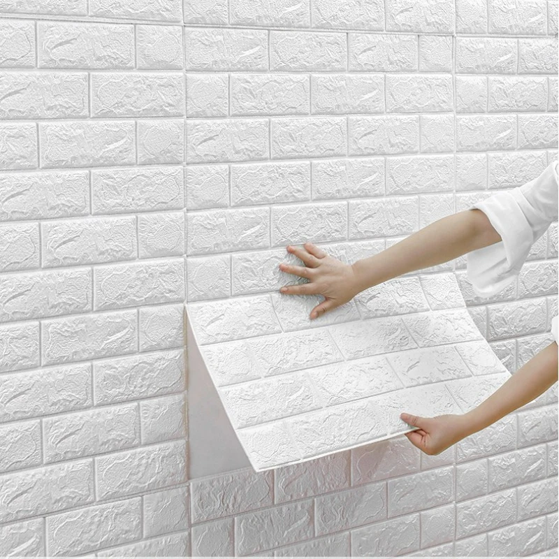 1/5/10M  3D Foam Wall Sticker Wallpaper DIY Home Room Decor Self Adhesive for Protect Kids Bedroom White Brick