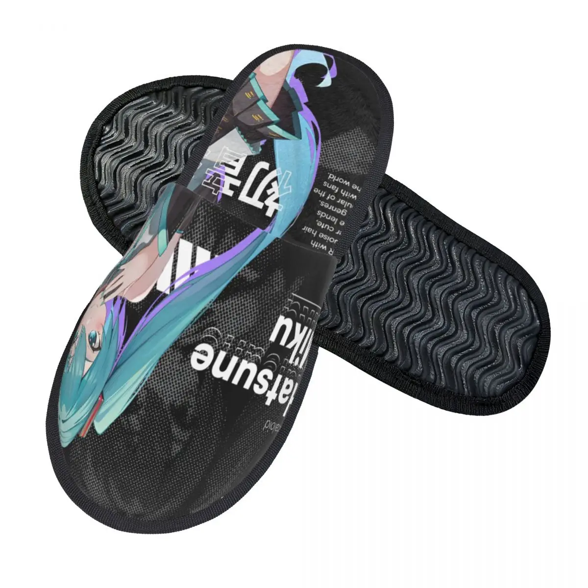 Hatsunes Mikus Bedroom Slippers with Memory Foam Slipper Gift for Women Men House Shoes with Anti-Skid Sole