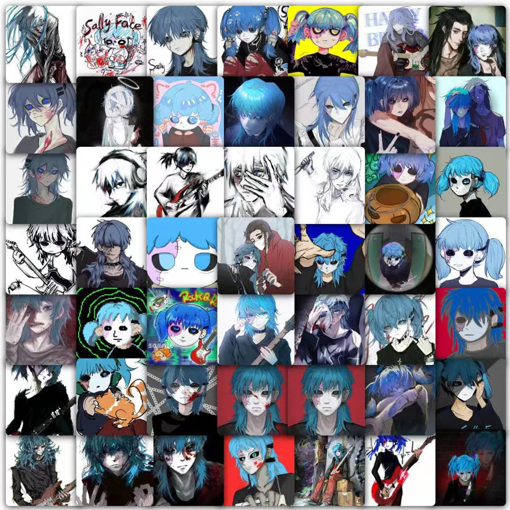 10/30/59pcs Sally Face Anime Stickers Sally Cartoon Sticker Aesthetics Motorcycle Laptop Skateboard Phone Horror Game Decal Toys