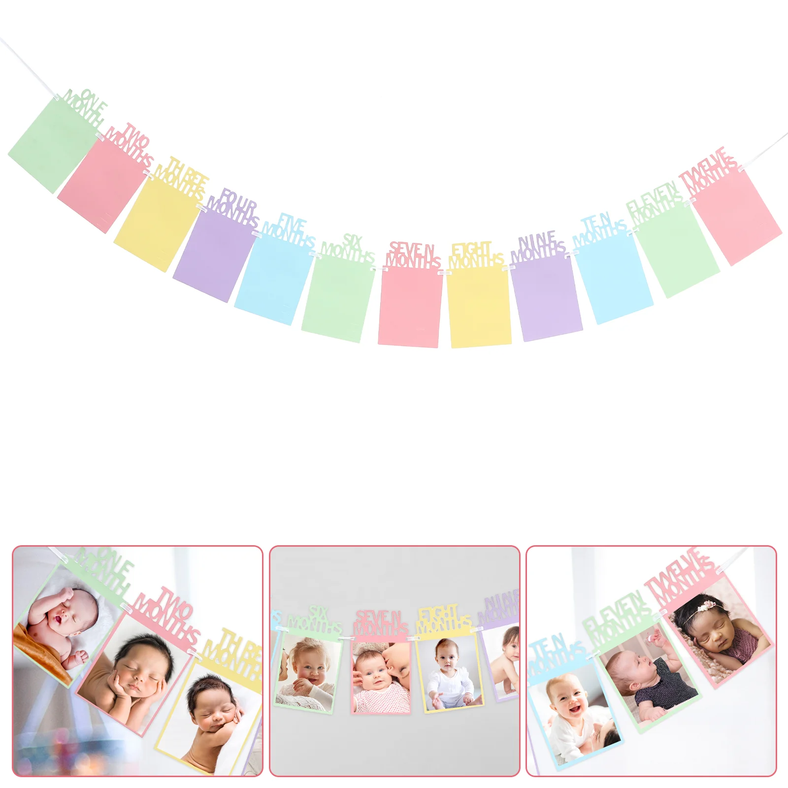 

Photo Decorative Bunting Baptism Decorations Hanging Flags Baby 1st Birthday Banner Frame Paper