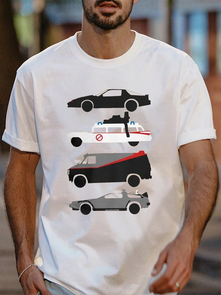 

New Short Sleeved T-Shirt Car Printing t Shirt Design Cotton Man Fashion Round Neck Harajuku Tshirt Breathable Brand Clothing