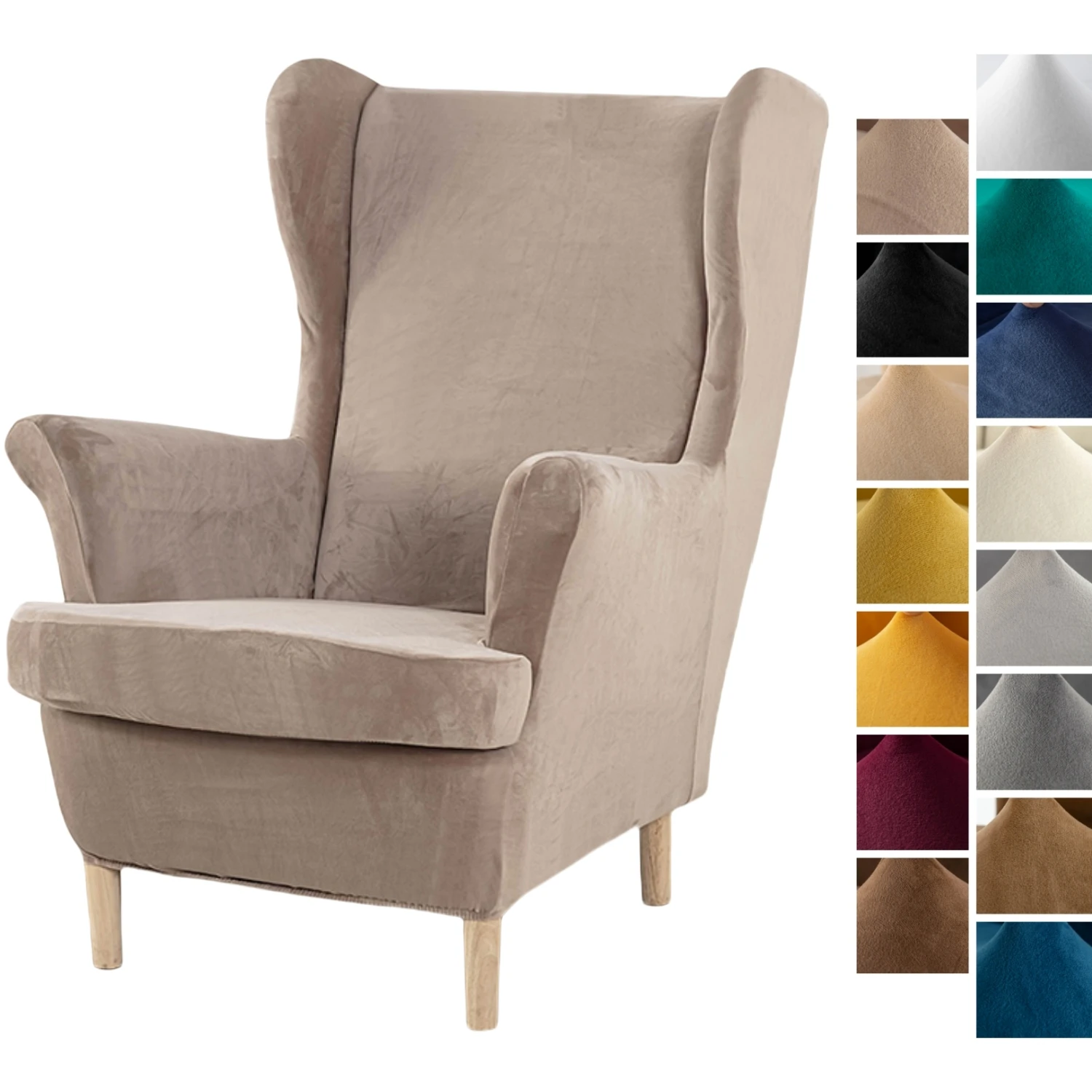 

Wingback Chair Slipcovers, Thick Coral Velvet Wing Chair Covers Sofa Slipcover Wing Back Armchair Cover Furniture Protector