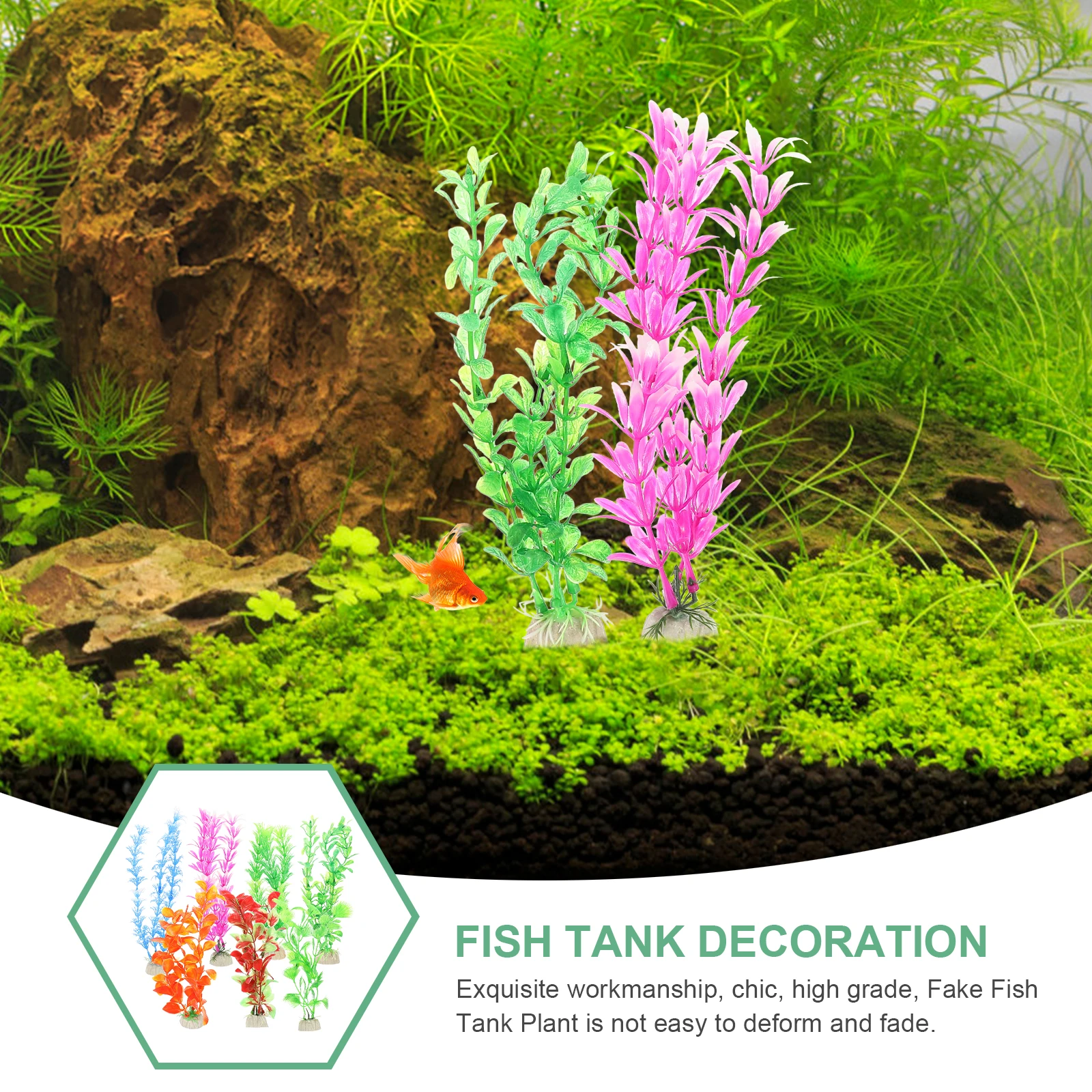 

7pcs Fake Plants Green Water Grass Decor Decoration Artificial Ornament Vivid Natural Lightweight Office Gift For Lovers