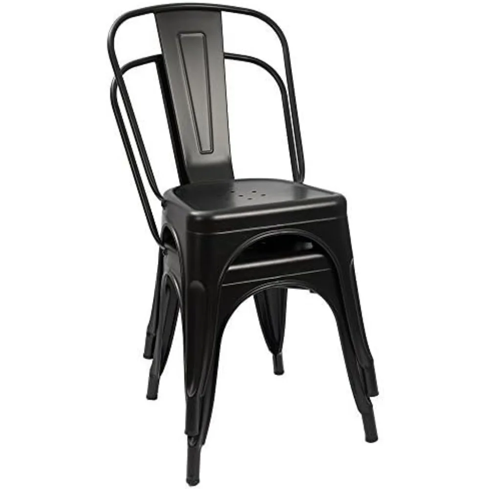 كرسي طعام معدني من Furmax للاستخدام الداخلي والخارجي، كرسي Trattoria كلاسيكي قابل للتكديس، مجموعة كراسي معدنية جانبية لتناول الطعام في مقهى بيسترو #4