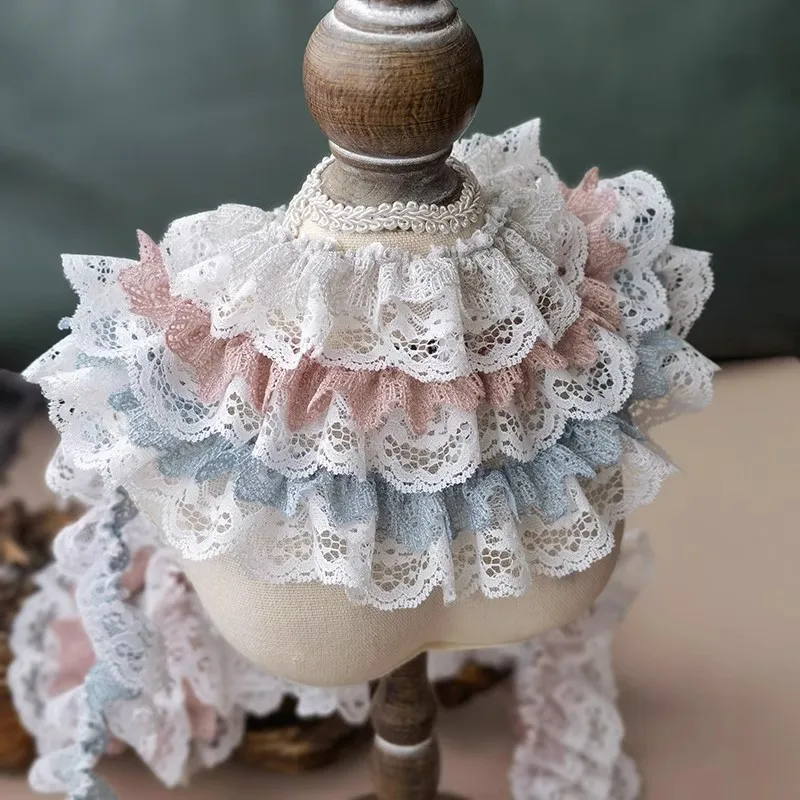 4cm wide double embroidered pleated lace girl Room Makeup mirror Picture frame frame doll dress skirt handmade DIY material