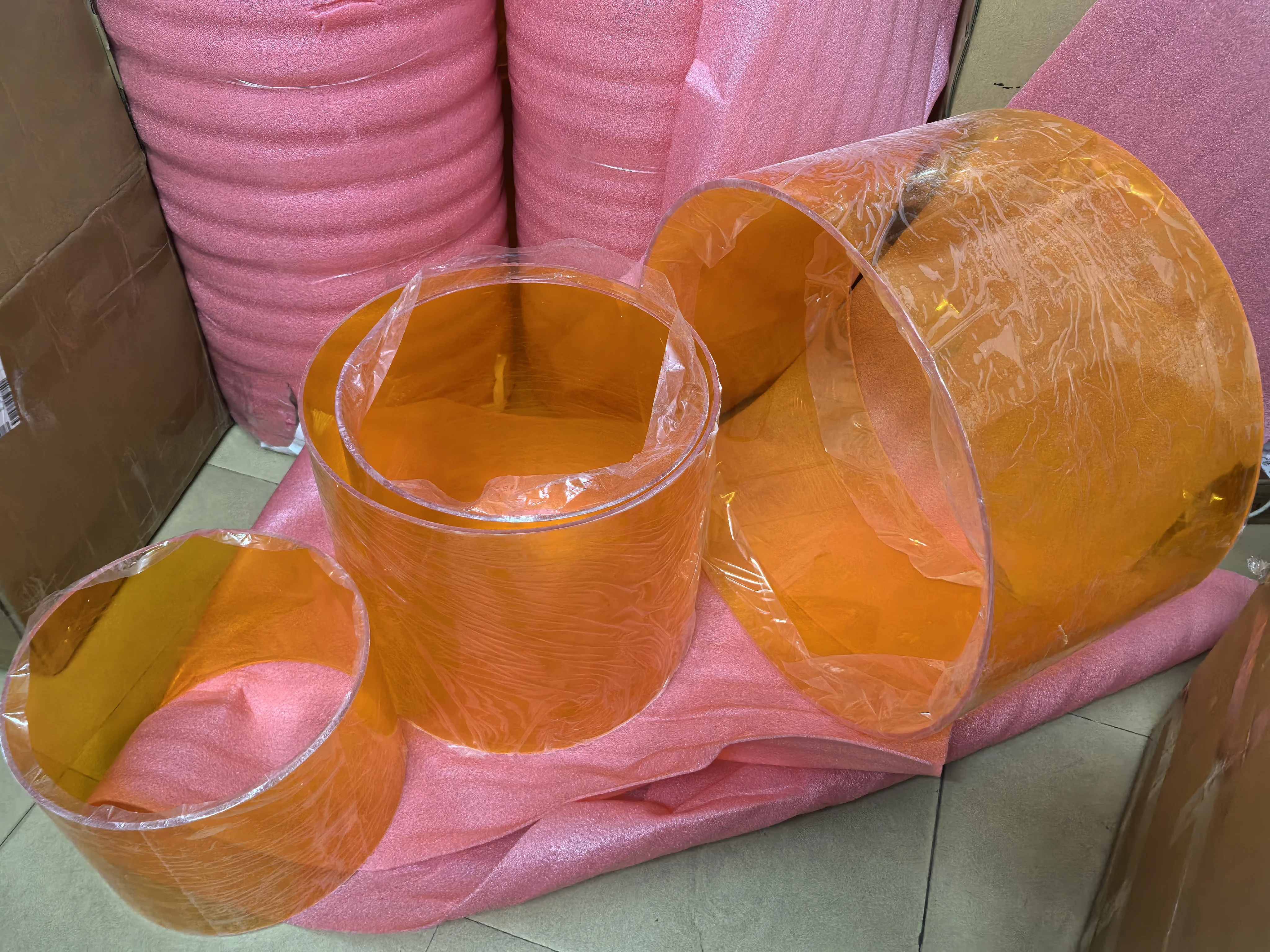 

YOUYIZUO PMMA Pipe Transparent Orange Acrylic Tube for Drum Shell Bass Drum Kick Drum Floor Tom Rack Tom Snare Drum Set
