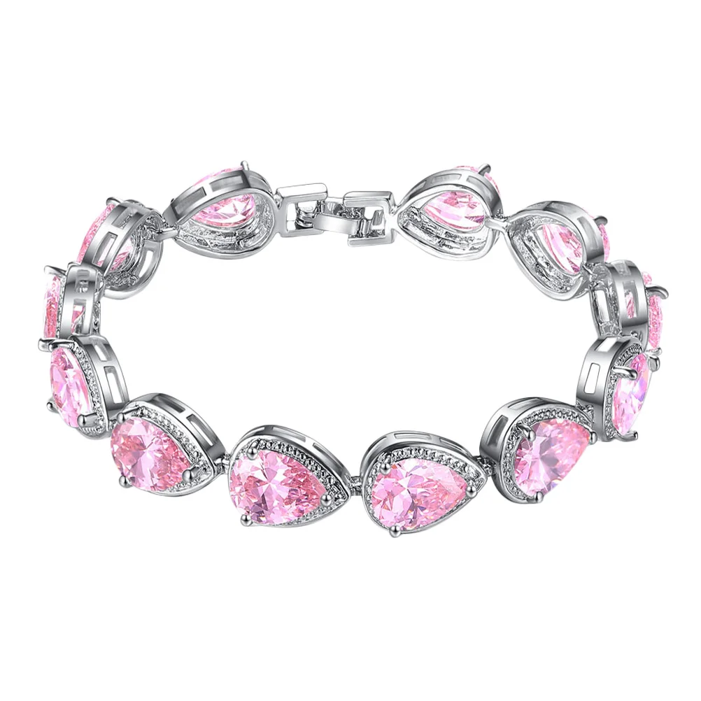 

Zircon Bracelet Pink Elegant Durable Lightweight Shining Perfect Gift Lover Friend Family Birthday Bracelet