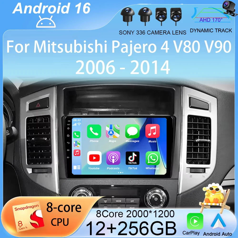 

Автомагнитола Android 16 Carplay для Mitsubishi Pajero 4 V80 V90 2006-2014, мультимедийный видеоплеер, навигация, GPS, стереосистема