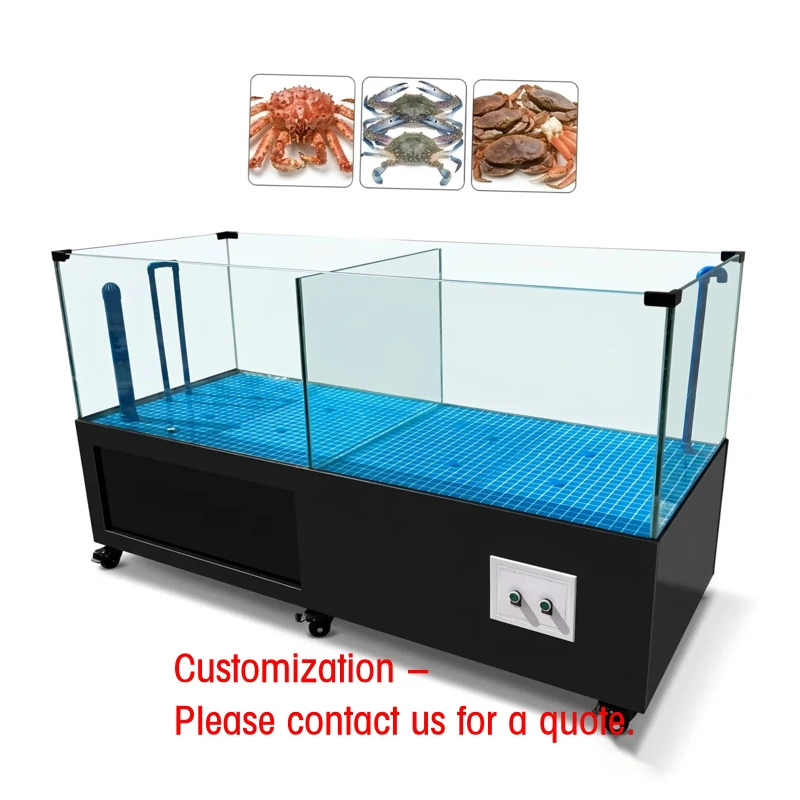 custom.Single-Layer Glass Shrimp Crab Custom Aquarium Oxygen Filtration LED Lighting Mobile Design Live Seafood Rearing