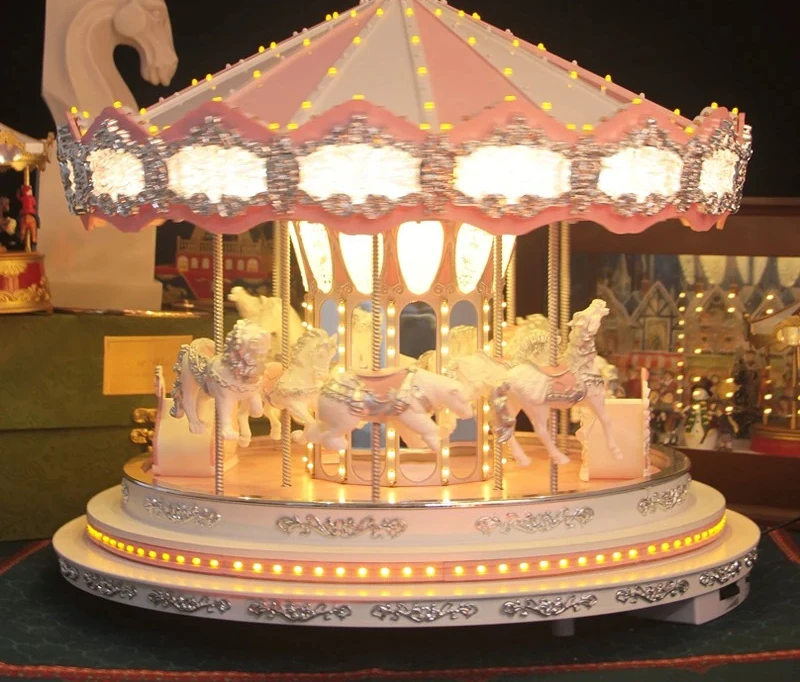 Carousel Music Box with Bluetooth Speaker Spinning Decoration for Valentine Birthday Christmas Holiday Gift Desktop Home