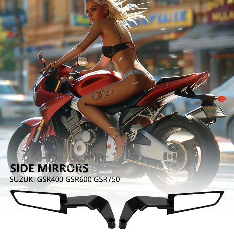 

For SUZUKI GSR400 GSR600 GSR750 Motorcycle Mirrors Stealth Winglets Mirror Kits To Rotate Adjustable Mirrors