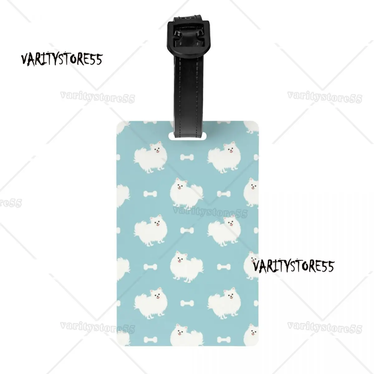 

Cute White Pomeranian Dog Luggage Tags for Suitcases Funny Spitz Puppy Pom Baggage Tags Privacy Cover ID Label