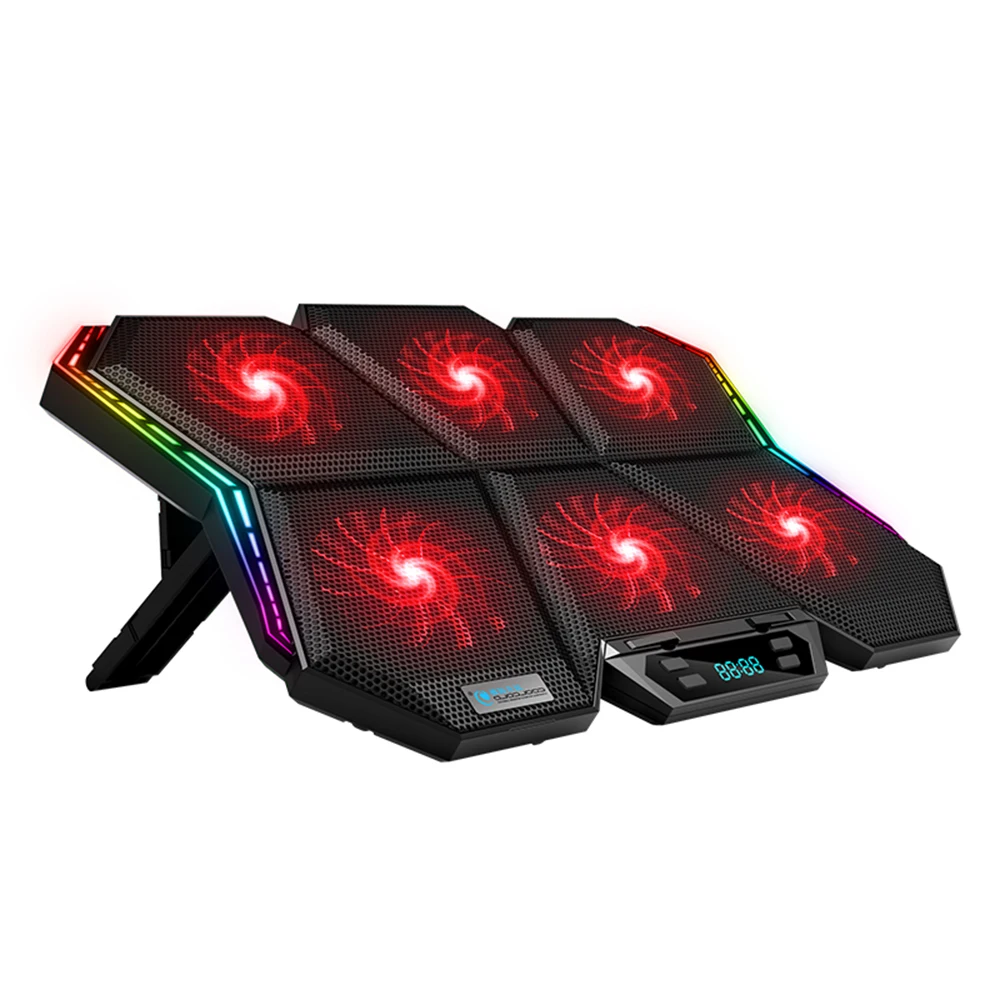 

COOLCOLD K40 RGB Кулер для ноутбука Охлаждающая подставка с 6 вентиляторами Бесшумная конструкция с регулируемой скоростью ветра Высота подставки Красочный световой эффект