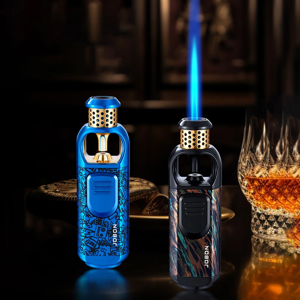 

JOBON сильная одиночная зажигалка с синим пламенем, металлический корпус, регулируемое пламя, инструмент для наружного зажигания