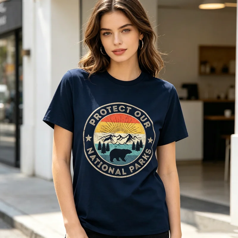 Protect Our National Parks Tshirt for Men Women Vintage Outdoor Graphic Tee Casual Adventure Print Top