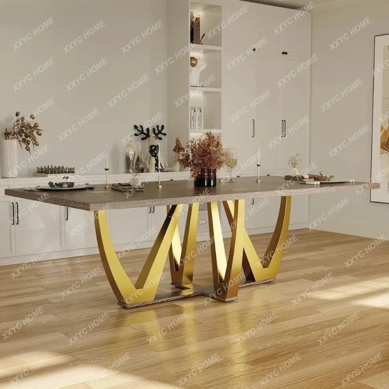 Hh2cc2 Light Luxury Walnut Dining Table Premium Luxury Furniture Stainless Steel Dining Table