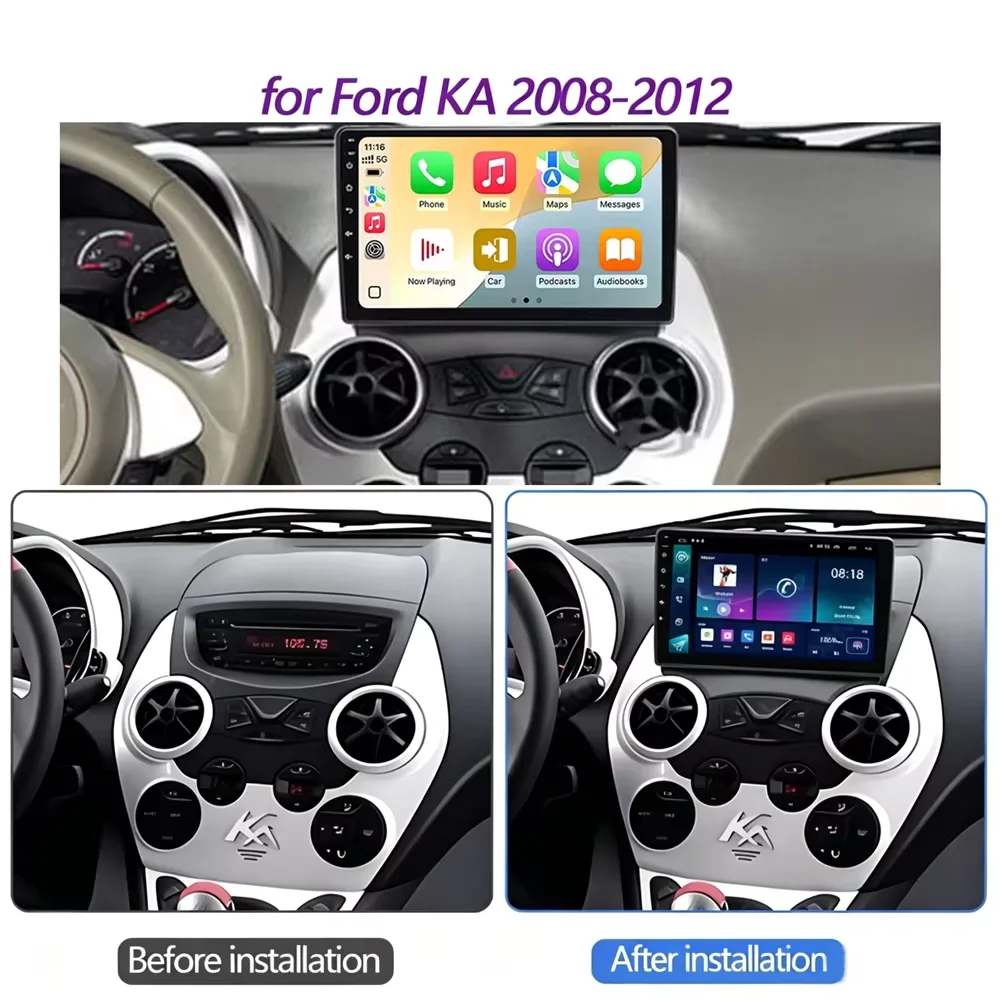 Cortex-A76 Octa-Core Android 16 For Ford Ka K2 2008 2009 - 2014 Car Radio GPS Multimedia Player Auto Radio Touch Screen Wifi DVD