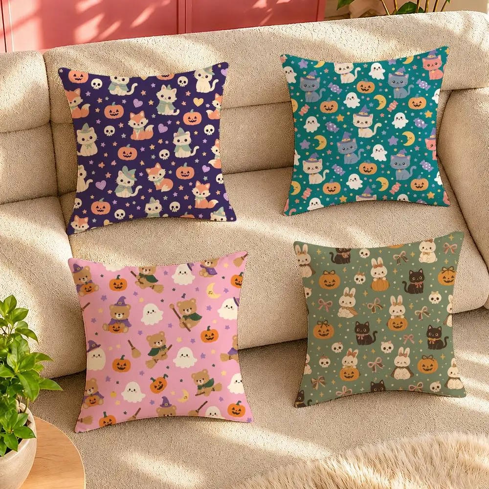 Cute happy Halloween Toss Hot Sale Cushion Cover Pillow Cover Decorative Throw Couch Home Decor for Living Room Sofa