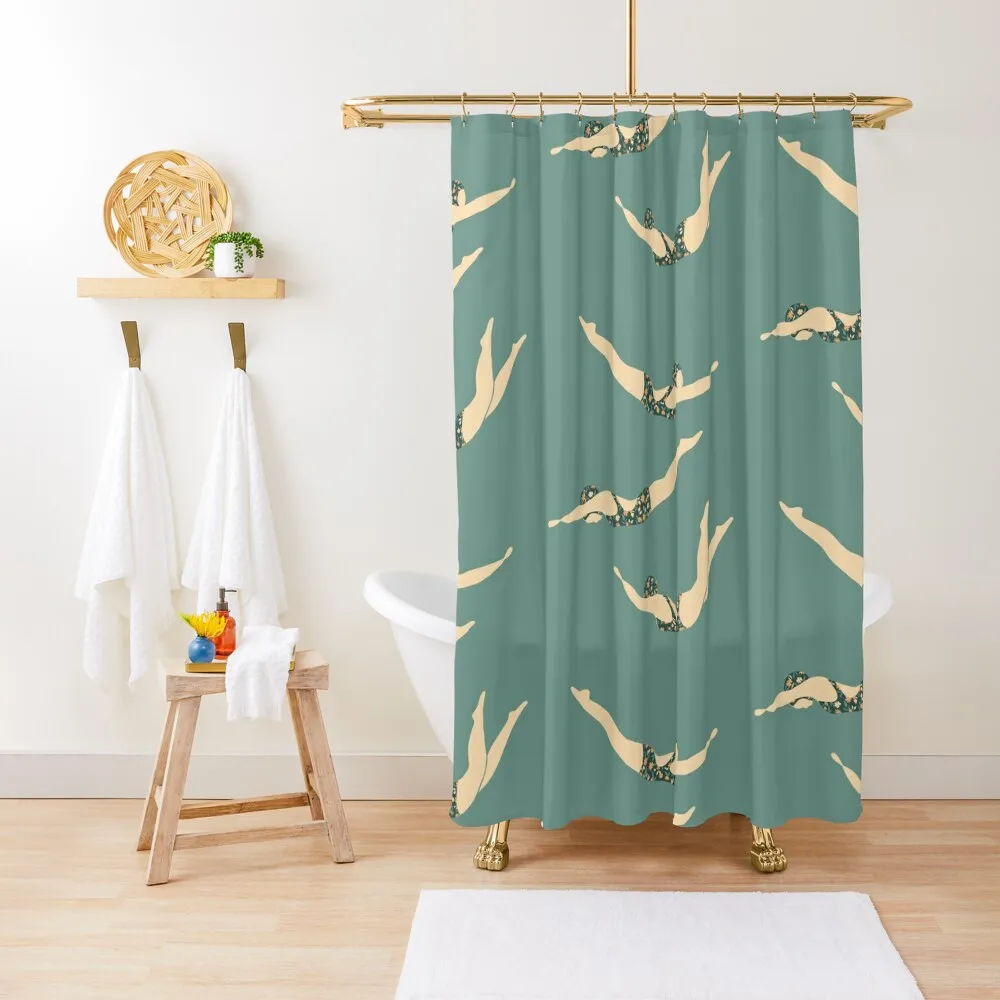 

Retro swimmers Shower Curtain Shower Waterproof Bathtub For Bathrooms With Beautiful Designs Shower Set Curtain