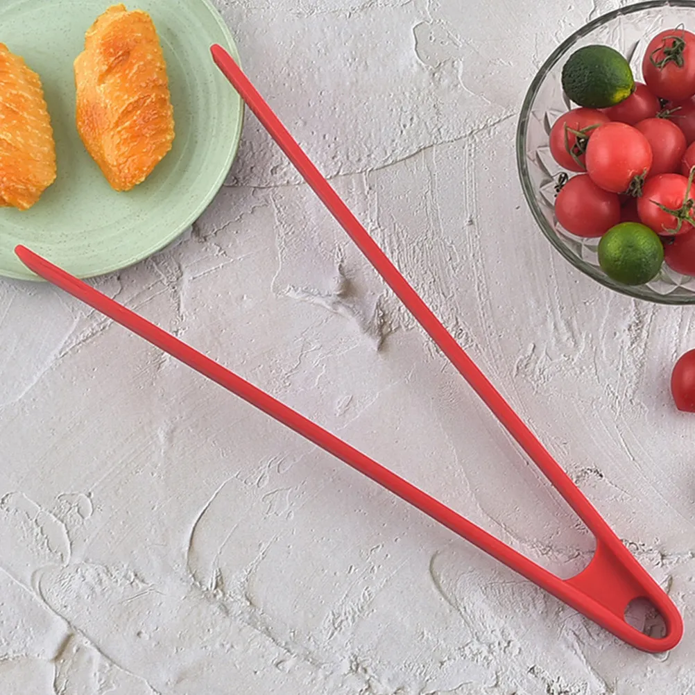 Silicone Food Tongs One-Piece Seamless Design Hanging Hook Easy One-Hand Use Cooking Tongs for Grilling Barbecue Steak Serving